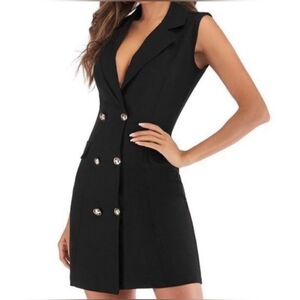 Charlotte Russe Black Asymmetrical Dress with Gold Accents
